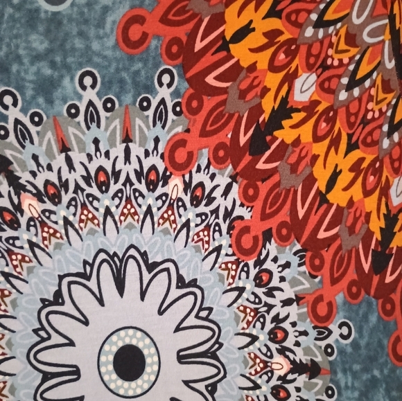 DB Moon Blue Multicolor Mandala Pattern Boho Short Sleeve Dress/Size L - Picture 8 of 11